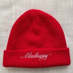 Madhappy Red 100% Wool Knit Cuffed Logo  Beanie O/S NWOT